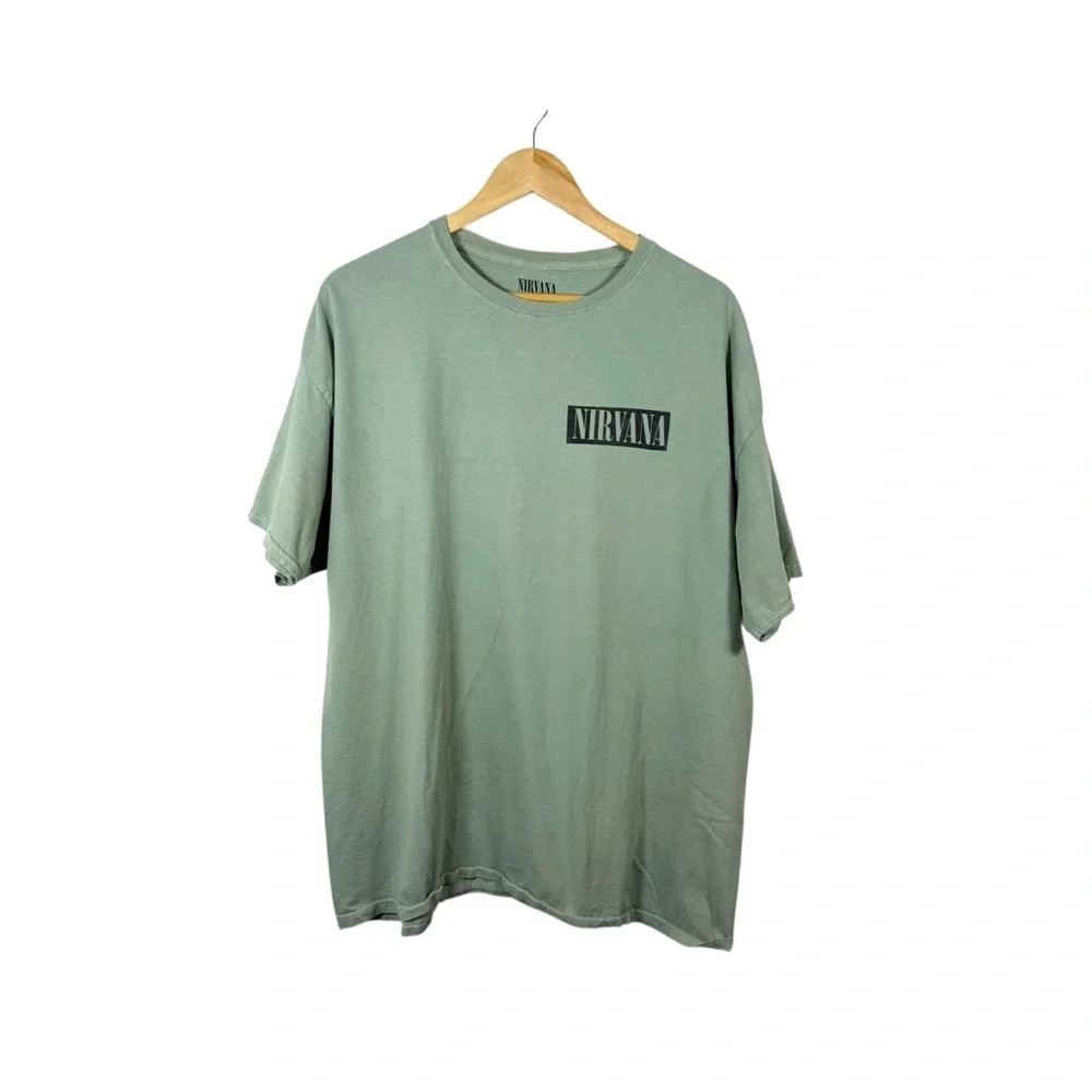 Nirvana Unisex Oversized Something In The Way Crewneck Tee Green/Black 2XL
